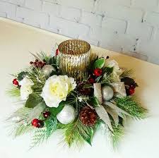 Christmas Flower Arrangement Table Centerpiece For Christmas Candle Centerpieces Christmas Decor Silk Flower Arrangements Faux Flowers In 2020 Christmas Flower Arrangements Christmas Candle Centerpiece Christmas Candle Centerpieces