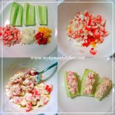 Cucumber Boats With Crab Salad Recipe Crab Stick Food Canapes