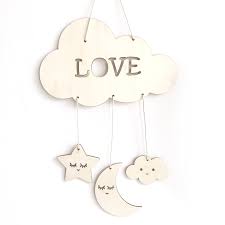 1pcs Wood Eyelash Moon Stars Nordic Sleepy Eyes Cloud Kids