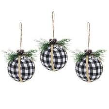 Black And White Buffalo Plaid Ribbon Hobby Lobby Black White Plaid Ball Ornaments With Greenery Buffalo Plaid Christmas Decor White Christmas Ornaments Plaid Christmas Decor