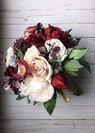Red Burgundy Wedding Bouquet Silk Bridal Bouquet Fall Etsy In 2021 Rustic Bridal Bouquets Fall Wedding Bouquets Bridal Bouquet Fall
