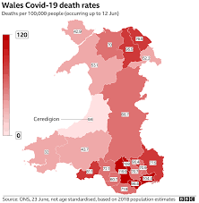 Wales showing counties bartholomew 1952 old vintage map plan chart. Coronavirus How Did One County In Wales Escape The Worst Of It Bbc News