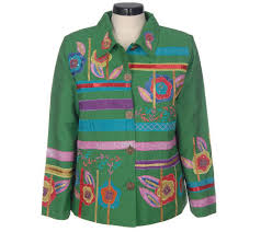 Indigo Moon Folkloric Floral Lined Jacket Page 1 Qvc Com