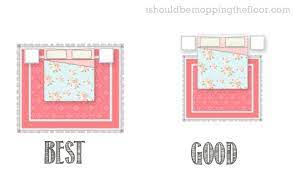 Extend the rug 12 to 18 inches around a bed for an area rug to look balanced under a bed, it should be large enough to extend beyond the sides of the bed at least 18 inches for a king or queen bed and at least 12 inches for a full or twin bed. Easy Guide To Area Rug Placement With Diagrams Rug Rugplacement Arearug Bedroom Area Rug Rug Placement Bedroom Rug Placement