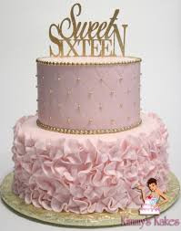 Birthday Rose Gold Cake Design I Got To Make This For The Daughter Of A Friend My First Time Making Those Ruffles They Re A Lot Of Sweet 16 Birthday Cake 16 Birthday Cake 17 Birthday Cake