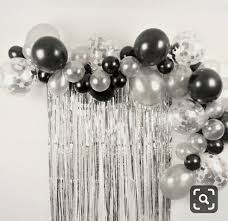 Backdrop Black And White Balloon Decoration Ideas Pin By Grace Casalis On Business In 2020 Silver Party Decorations Silver Balloon Black Party Decorations
