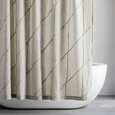 Natural materials are the most non toxic option for a shower curtain. Pleated Grid Shower Curtain