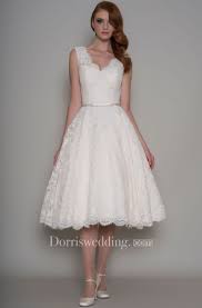 Find the perfect wedding dress for your big day. Tea Length A Line Appliqued V Neck Sleeveless Lace Wedding Dress Tea Length Wedding Dresses Lace Lace Wedding Dress Vintage Tea Length Wedding Dress