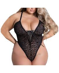 Plus Size Ladies Sexy Leopard Print Mesh Lace Up One Piece Sexy Lingerie Femme Underwear Ropa Sexy Mujer Sleepwear 2021