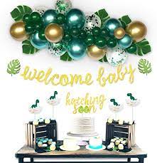 Amazon Com Homond Dinosaur Baby Shower Decorations For Boy Dinosaur Balloons Garland Kit For Baby Shower Dinosaur Party Supplies Welcome Baby Banner Hatching Soon Cake Topper Toys Games