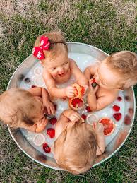 A breast milk bath recipe requires warm water, 180 to 300 ml of breast milk and a baby bathtub. How To Create A Milk Bath Photo For Baby Hello Quadruplets