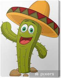 Cuadro En Lienzo Personaje De Dibujos Animados Lindo Del Cactus Pixers Vivimos Para Cambiar Sombrero Mexicano Cactus Dibujo Dibujos De Sombreros