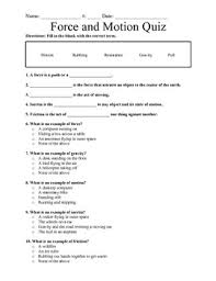Force And Motion Science Quiz Science Quiz Force And Motion Science