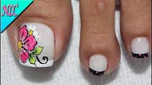 107 diseños de uñas francesas para aprender cómo hacer y pintar. Diseno De Unas Para Pies Flor Y Frances Muy Facil Flower Nail Art Nlc Youtube