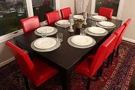 Amazon Com Mooseng 9 Pieces Dining Furniture Set With Elegant Table And 8 Chairs Red Dining Table In Kitchen Cheap Dining Room Chairs Dining Furniture Sets