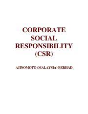 Check spelling or type a new query. Csr Ajinamoto Malaysia Berhad Pdf Corporate Social Responsibility Csr Ajinomoto Malaysia Berhad Contents 1 0 Introduction 2 1 1 2 Background Of The Course Hero