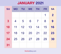 Download december 2021 to january 2022 calendar for free. January 2021 Monthly Calendar Monthly Planner Printable Free Sunday Start Matildastory Com