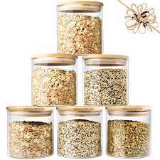 Stock up on elegantly designed mason jar canisters at the lowest prices. Glass Jars With Bamboo Lids Urban Green Glass Airtight Canisters Sets Glass Food Storage Container Pantry Organization And Storage Jars Kitchen Canisters Sets Spice Jars Flour Containers Of 6 Buy Online In