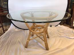 Bamboo christie bar height dining table. Rattan Bamboo Mcguire Style Dining Set Glass Table Four Chairs At 1stdibs