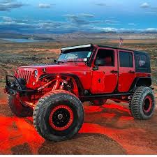 Red Jeep With Red Led Lights Red Jeep Wrangler Jeep Wrangler Red Jeep