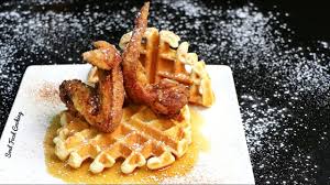 Fried chicken tenders, bacon, cheddar cheese, and a sweet and spicy mayo are sandwiched between two waffles. Chicken And Waffles Recipe How To Make Chicken And Waffles Soulfoodsunday Youtube
