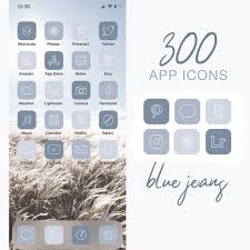 300 Blue App Icons Boho Iphone Ios 14 App Icons Minimal App Etsy In 2020 App Icon App Covers Unique Iphone Wallpaper