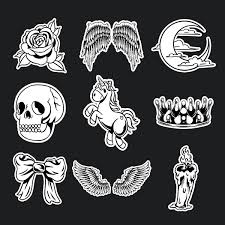 Black And White Vector Sticker Download Premium Vector Of Cool Black And White Sticker Set Design In 2020 Black And White Stickers White Stickers Sticker Set
