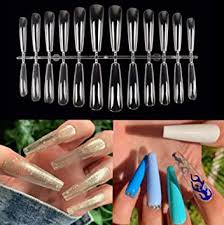 Acrylic nails are fashion accessories that can be attached to real nails so that you do not have to spend the time growing them. Amazon Com Nxyvb Xxl Coffin Nails Long Fake Nails Acrylic Nails Coffin Shaped Ballerina Nails Tips Full Cover False Nail Artificial Nails With Case For Nail Salons And Diy Nail Art 12