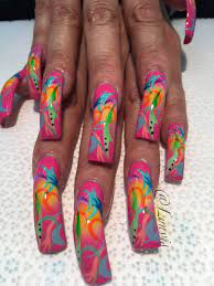 Long Nails Airbrush Design Airbrush Nails Airbrush Nail Art Flare Nails