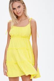 Forever 21 Tiered Babydoll Cami Dress In Yellow Lyst