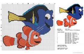 Disney Finding Dory Dory And Nemo Free Cross Stitch Pattern 97x86 Disney Cross Stitch Disney Cross Stitch Patterns Cross Stitch Patterns