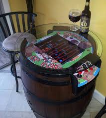 A Barrel Of Kong A Bar Height Themed Cocktail Cab Finished Arcade Table Donkey Kong Barrel Table