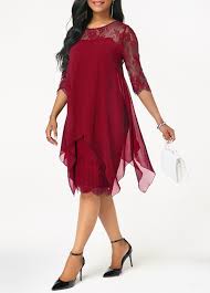 Chiffon Overlay Three Quarter Sleeve Dress In 2020 Lace Dress With Sleeves White Lace Outfit Necklines For Dresses