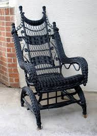 Antique Vintage Victorian Gothic Wicker Black Platform Glider Rocker Chair Deco Steampunk Mobilier De Salon Decor Medievale