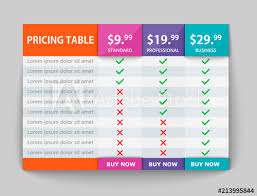 Creative Business Plans Web Comparison Pricing Table Design