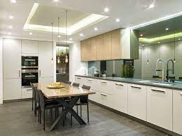 Systemat Range Light Grey Lacquer Matt Cabinetry Light Oak Veneer Wall Units Caeserstone Piatr Kitchen Design Beadboard Backsplash Herringbone Backsplash