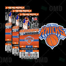 2 5x6 New York Knicks Sports Ticket Style Party Invites Sports Party Invitations Basketball Theme Birthday Sports Invitations