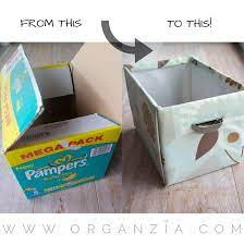 Diy Fabric Basket From An Old Diaper Box Diaper Box Diy Clothes Box Diy Storage Boxes