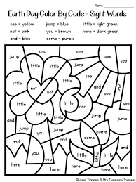 Free Color By Sight Words For Earth Day Sight Words Kindergarten Sight Word Coloring Sight Word Worksheets