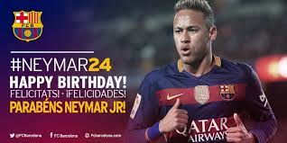 Neymar was suspended after picking up too many yellow cards and barcelona allowed him to attend rafaella santos' birthday bash in brazil. Fc Barcelona On Twitter It S Neymarjr S Birthday Today Many Happy Returns Parabens Rt To Congratulate Him Neymar24 Https T Co Dvq4fedf1v