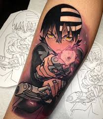 Orlando Florida On Instagram Kid Death From Soul Eater That I Got To Do The Other Day Taking It Back To Georgia L Tattoos For Kids Anime Tattoos Soul Eater