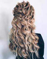 Partial Updo Bridal Hairstyle Half Up Half Down Wedding Hairstyles Weddinghair Bridalhair Weddinghairide Long Hair Styles Hair Inspiration Down Hairstyles