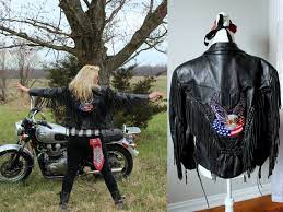 Vintage Collectible Harley Davidson Leather Jacket With Large Eagle Back Patch And Fringe Women S Vintage Harley Coat Biker Babe Coat M Harley Davidson Leather Jackets Vintage Harley Harley Jacket