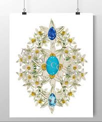 Birth Stone Flower Print December Turquoise Narcissus Mixed Etsy December Flower Poster Art Motivational Art Prints