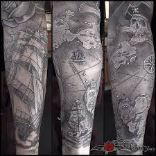 Getting a tattoo is such an exhilarating adventure, but at the same time, it's also quite the commitment. Tattoo Ideas Treasure Map Tattoo Map Tattoos Pirate Tattoo Sleeve Tattoos
