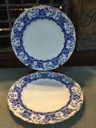 These consist of classical rose decorations that are usually made on cups and tea sets. Antique Royal Doulton Peel Pair Of Dinner Cabinet Plates Blue And White Transferware Transferware Royal Doulton Blue Plates