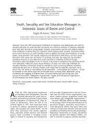 PDF) Youth, Sexuality and Sex Education Messages in Indonesia: Issues of  Desire and Control