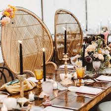 Our Peacock Chairs Make The Perfect Sweet Heart Chairs Boho Wedding Boho Bohemian Wedding Reception Chairs Wedding Reception Head Table Head Table Wedding