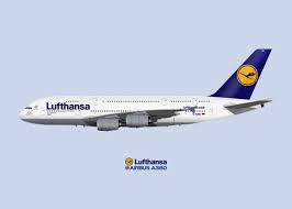 Airbus a380 je dálkový dopravní letoun. Illustration Of Lufthansa Airbus A380 Blue Version Greeting Card For Sale By Steve H Clark Photography