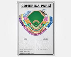 Comerica Park Wood Print Comerica Seat Map Seating Chart Pop Art Wall Decor Man Cave Detroit Tigers Seat Map Comerica Park